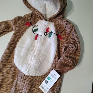 NWT Carter's Reindeer Jumpsuit Long Sleeves Plush Christmas Baby Size 6 Months